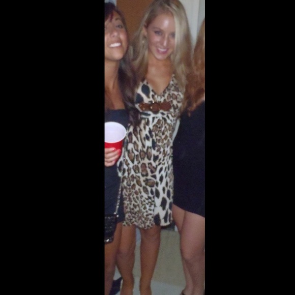 Y2K Cache Leopard Print Halter Dress XS - Picture 6 of 9